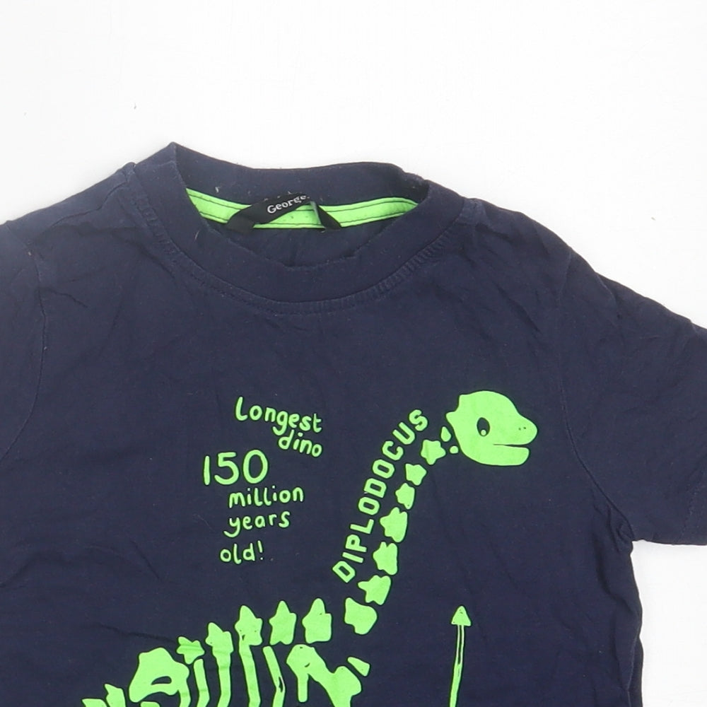 George Boys Blue  Cotton Basic T-Shirt Size 2-3 Years Crew Neck Pullover