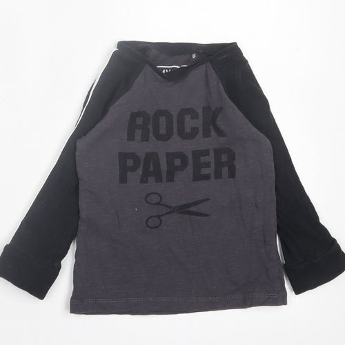 Mothercare Boys Grey  Cotton Basic Casual Size 12-18 Months Crew Neck Pullover