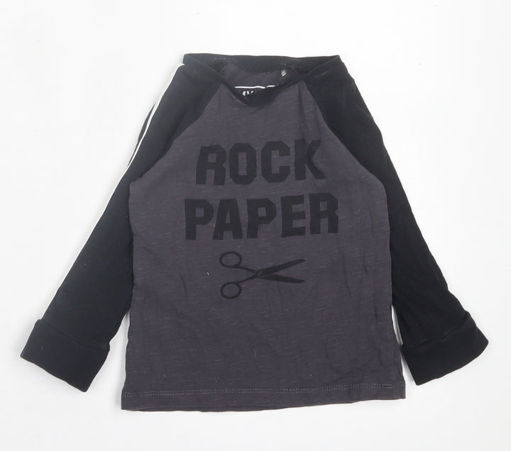 Mothercare Boys Grey  Cotton Basic Casual Size 12-18 Months Crew Neck Pullover