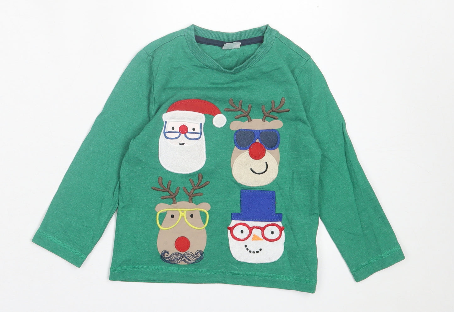 F&F Boys Green  Cotton Basic Casual Size 2-3 Years Crew Neck Pullover - Christmas