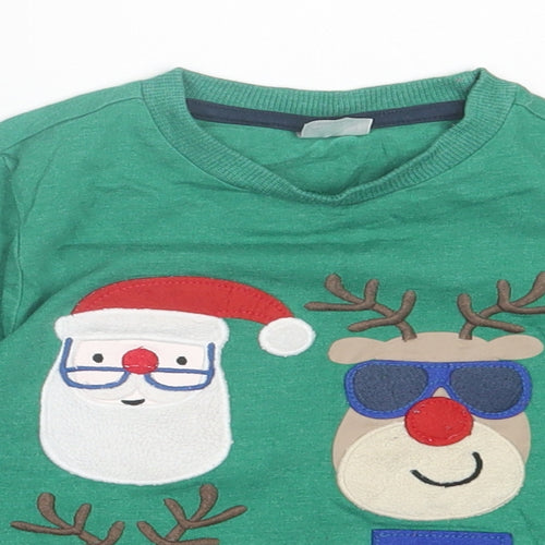 F&F Boys Green  Cotton Basic Casual Size 2-3 Years Crew Neck Pullover - Christmas