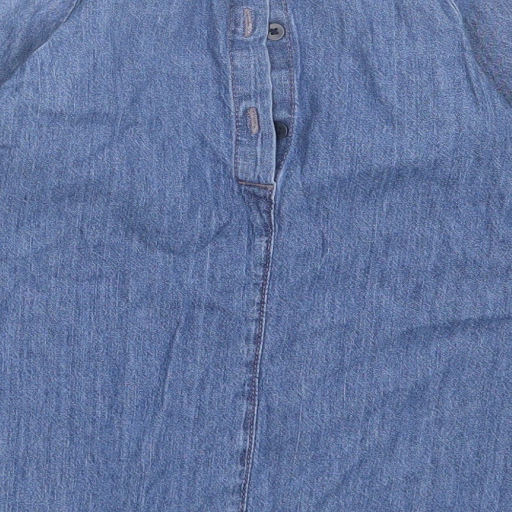 Matalan Girls Blue  Cotton A-Line  Size 12-18 Months  Crew Neck Button