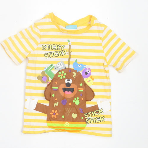TU Boys Yellow Striped Cotton Basic T-Shirt Size 12-18 Months Crew Neck Pullover
