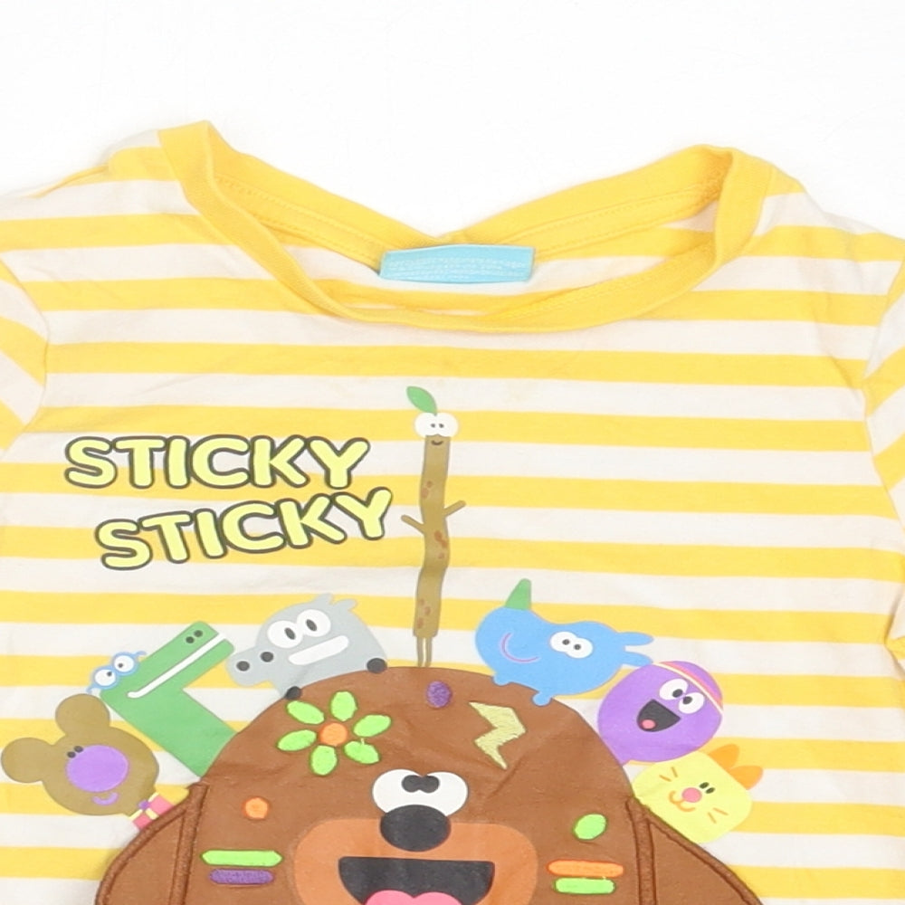 TU Boys Yellow Striped Cotton Basic T-Shirt Size 12-18 Months Crew Neck Pullover