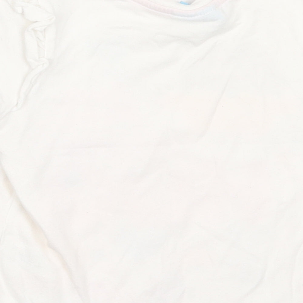 Matalan Girls White Geometric Cotton Basic T-Shirt Size 18-24 Months Crew Neck Pullover