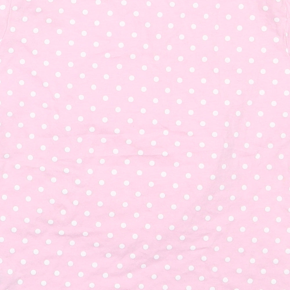 Disney Girls Pink Polka Dot Cotton Basic T-Shirt Size 4-5 Years Crew Neck Pullover - Cinderella