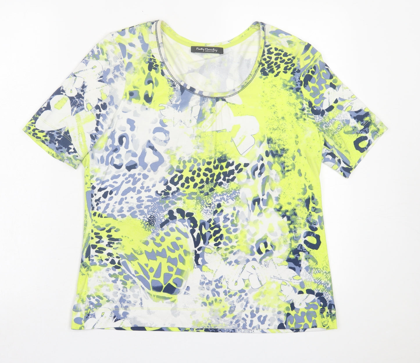 Betty Barclay Womens Green Geometric Viscose Basic T-Shirt Size 16 Scoop Neck