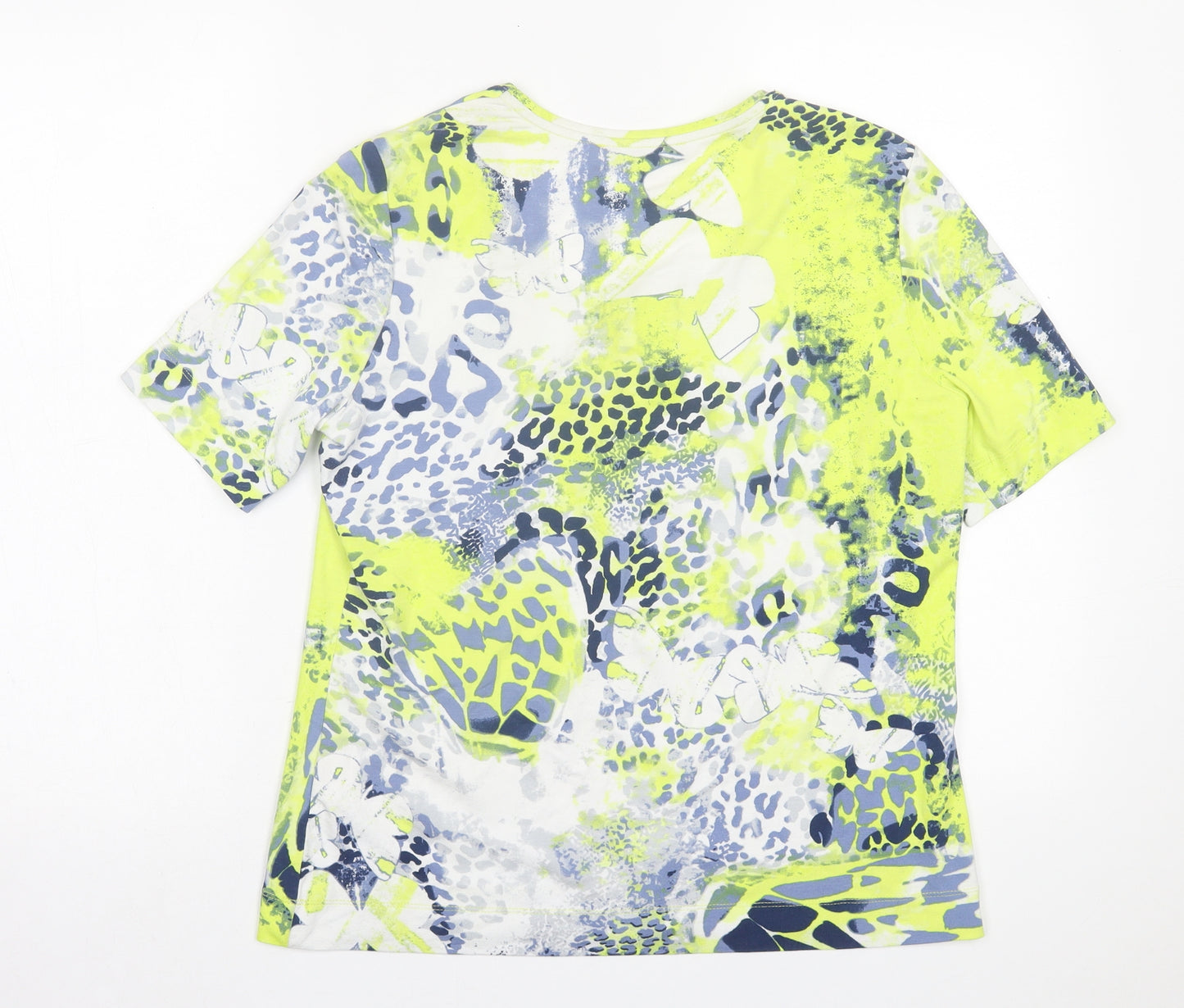 Betty Barclay Womens Green Geometric Viscose Basic T-Shirt Size 16 Scoop Neck