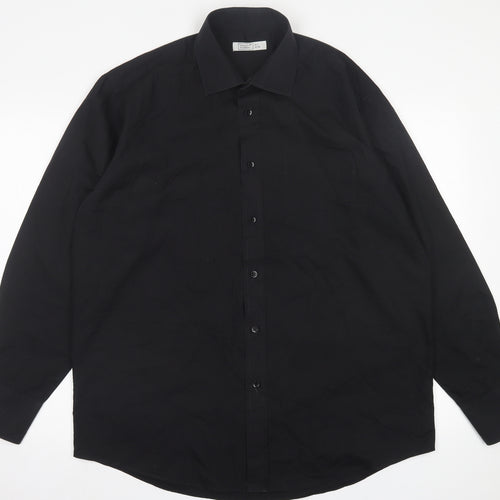 Primark Mens Black  Cotton  Button-Up Size 16.5 Collared Button