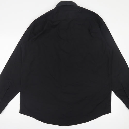 Primark Mens Black  Cotton  Button-Up Size 16.5 Collared Button