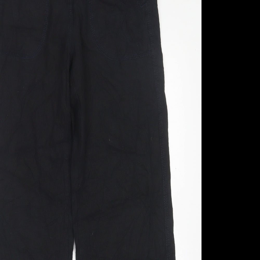 Marks and Spencer Womens Black  Linen Trousers  Size 10 L30 in Regular Button