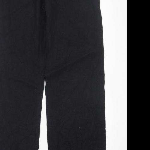 Marks and Spencer Womens Black  Linen Trousers  Size 10 L30 in Regular Button
