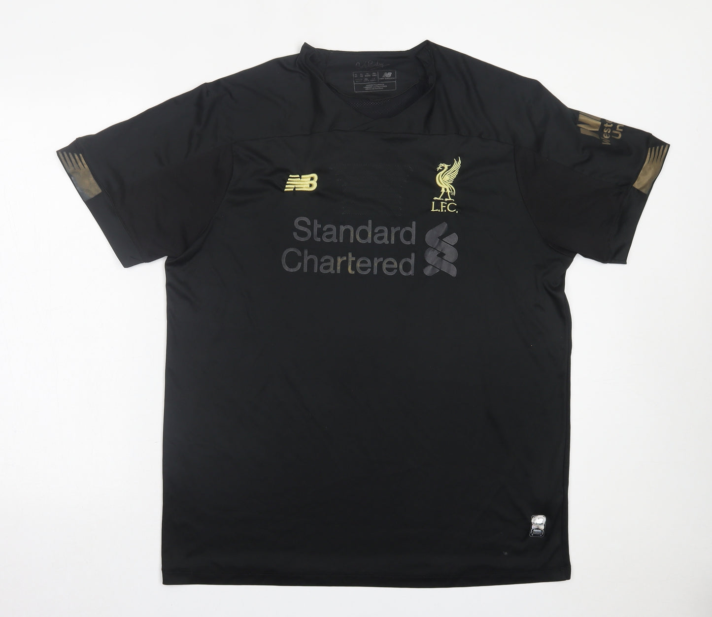 New Balance Mens Black  Polyester Basic T-Shirt Size XL Crew Neck Pullover - Liverpool FC