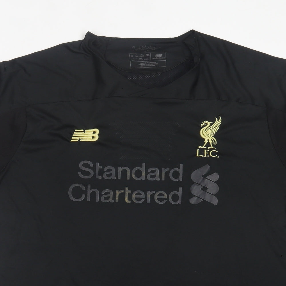 New Balance Mens Black  Polyester Basic T-Shirt Size XL Crew Neck Pullover - Liverpool FC