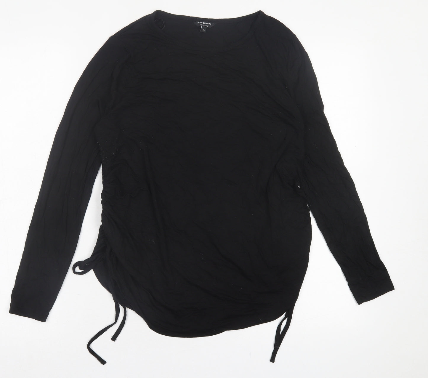 Peacocks Womens Black  Viscose Basic T-Shirt Size 14 Crew Neck