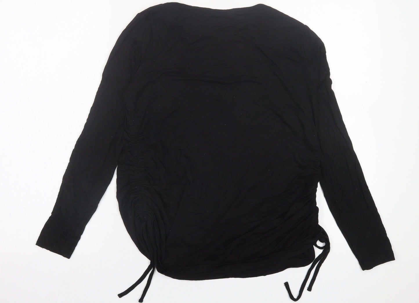 Peacocks Womens Black  Viscose Basic T-Shirt Size 14 Crew Neck