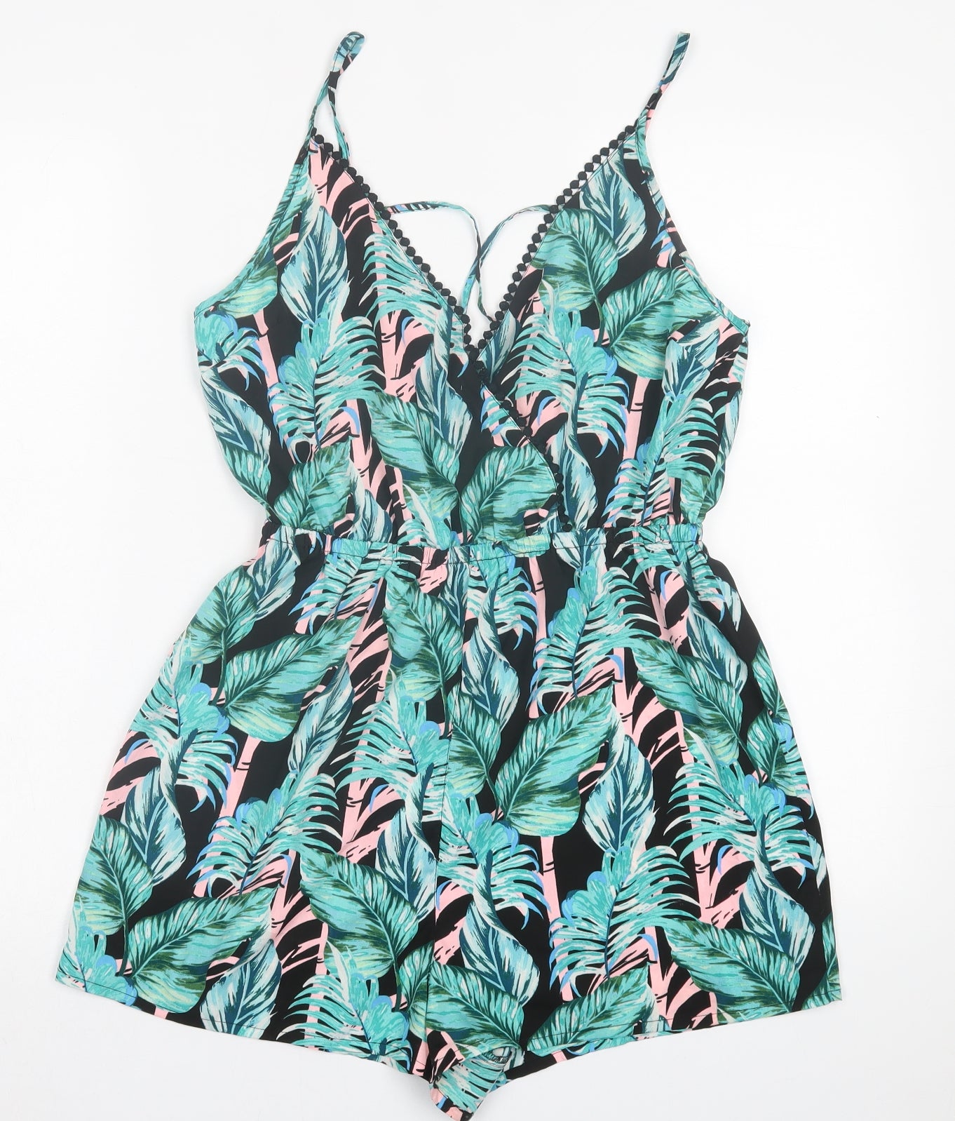 New Look Womens Green Floral Polyester Playsuit One-Piece Size M  Pullover