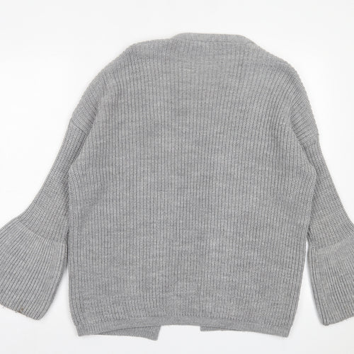 Miss Selfridge Womens Grey V-Neck  Acrylic Cardigan Jumper Size 8