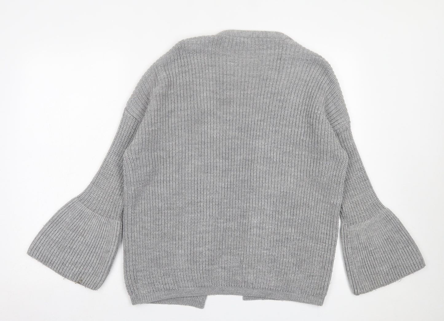 Miss Selfridge Womens Grey V-Neck  Acrylic Cardigan Jumper Size 8