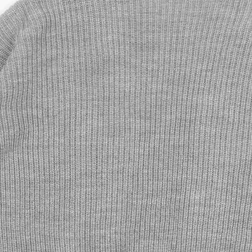 Miss Selfridge Womens Grey V-Neck  Acrylic Cardigan Jumper Size 8