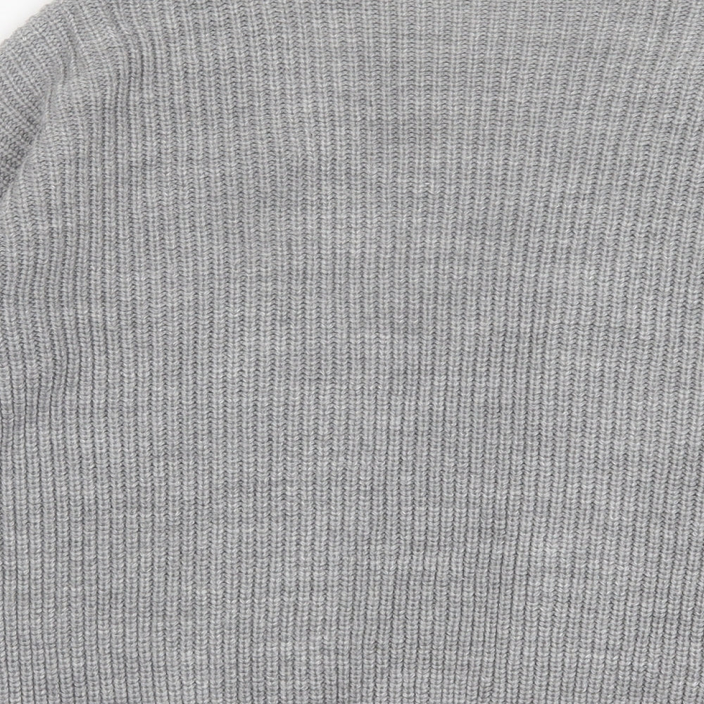 Miss Selfridge Womens Grey V-Neck  Acrylic Cardigan Jumper Size 8