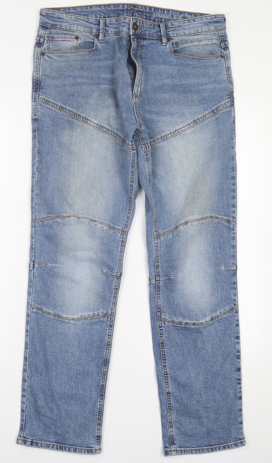 F&F Mens Blue  Cotton Straight Jeans Size 36 in L30 in Regular Button