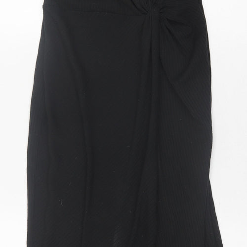 Oasis Womens Black  Polyester Bodycon  Size S  Crew Neck Button