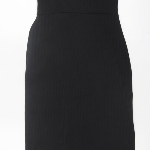 Oasis Womens Black  Polyester Bodycon  Size S  Crew Neck Button