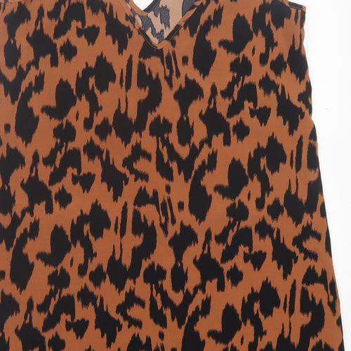 SheIn Womens Brown Animal Print Polyester Tank Dress  Size S  V-Neck Pullover