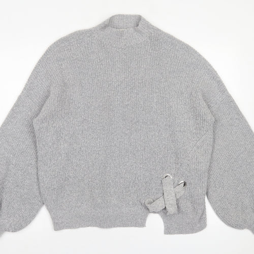 Miss Selfridge Womens Grey High Neck  Acrylic Pullover Jumper Size 8