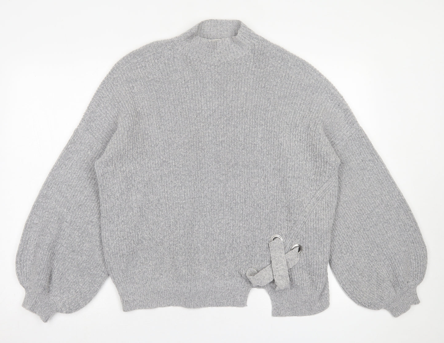 Miss Selfridge Womens Grey High Neck  Acrylic Pullover Jumper Size 8