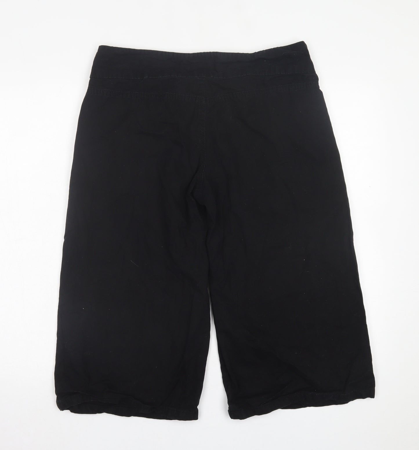 evie Womens Black  Cotton Cropped Trousers Size 14 L20 in Regular Button