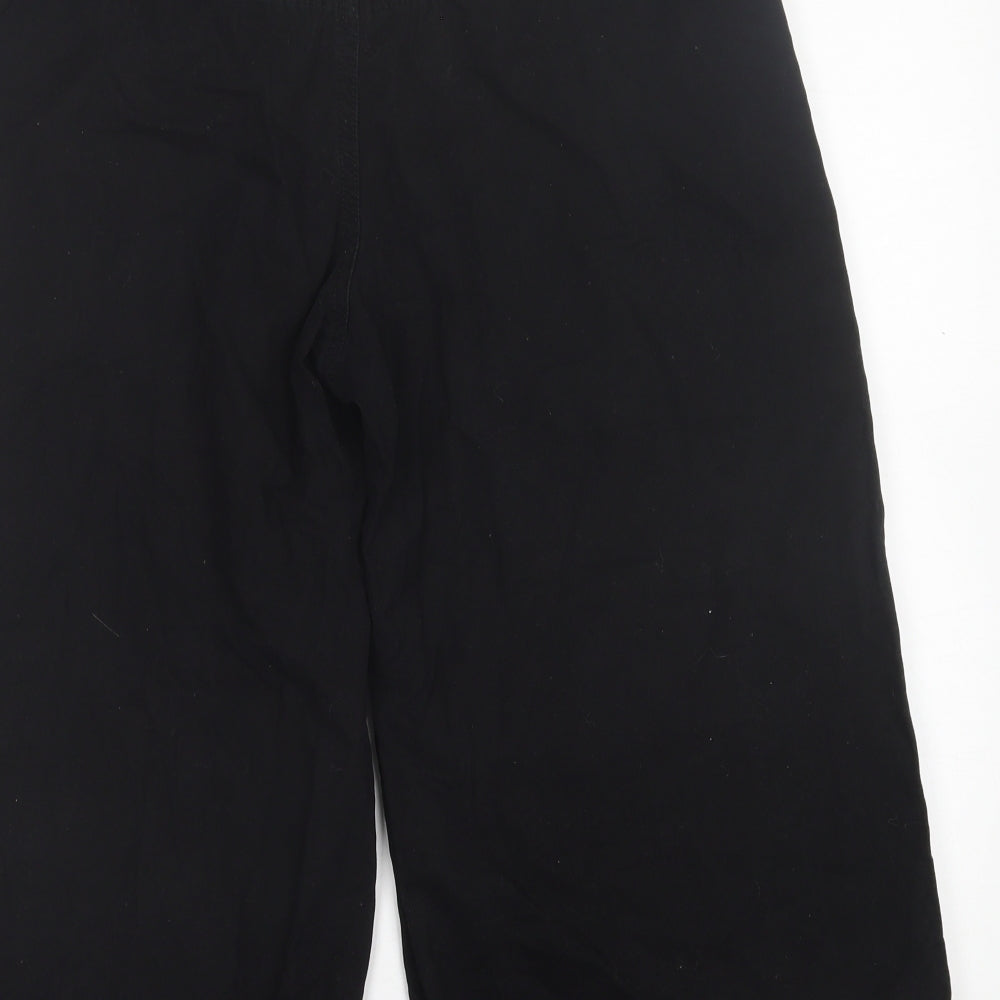 evie Womens Black  Cotton Cropped Trousers Size 14 L20 in Regular Button