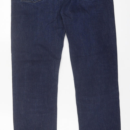 Debenhams Mens Blue  Cotton Straight Jeans Size 36 in L32 in Regular Button