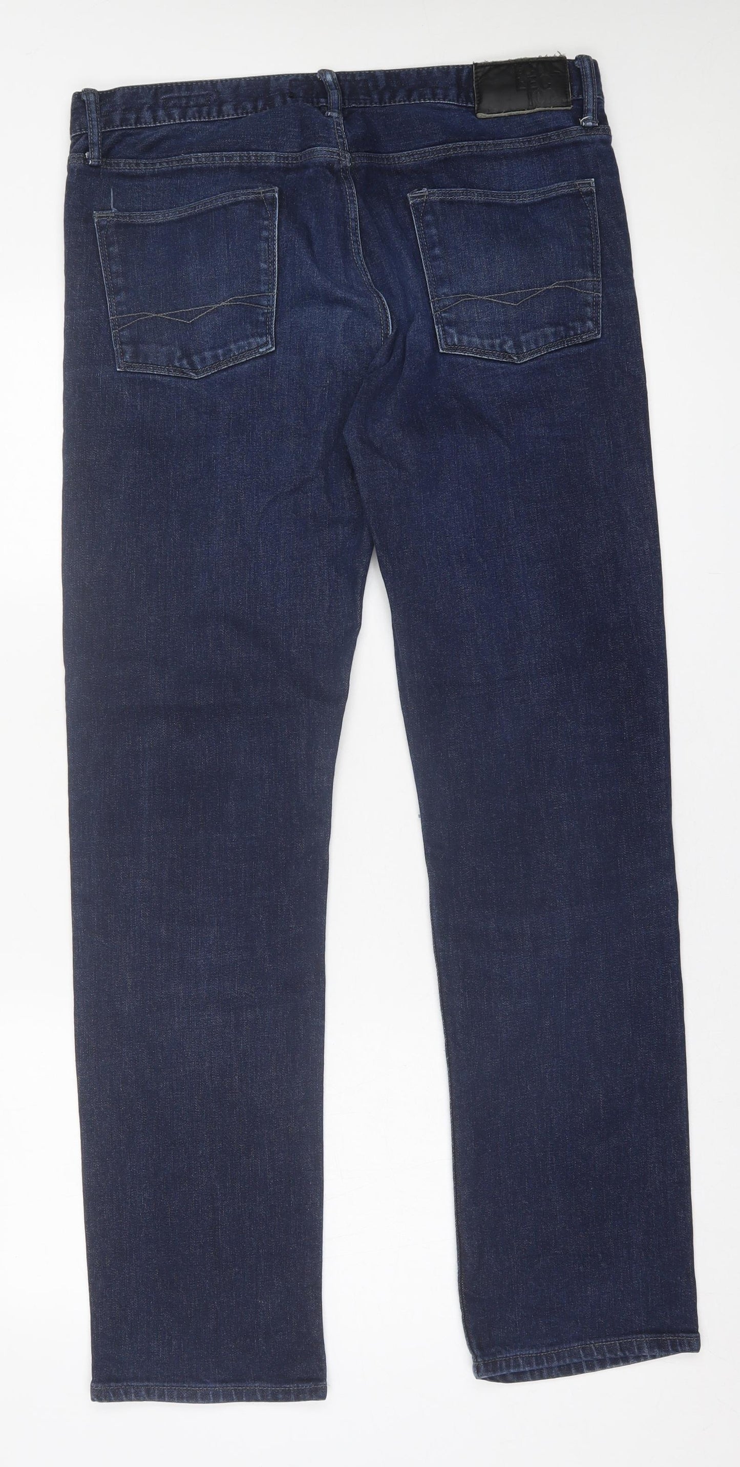 Debenhams Mens Blue  Cotton Straight Jeans Size 36 in L32 in Regular Button