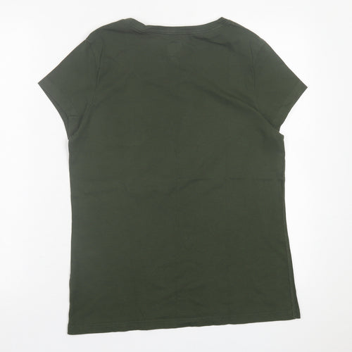 Jack Wills Womens Green  Cotton Basic T-Shirt Size 10 Crew Neck
