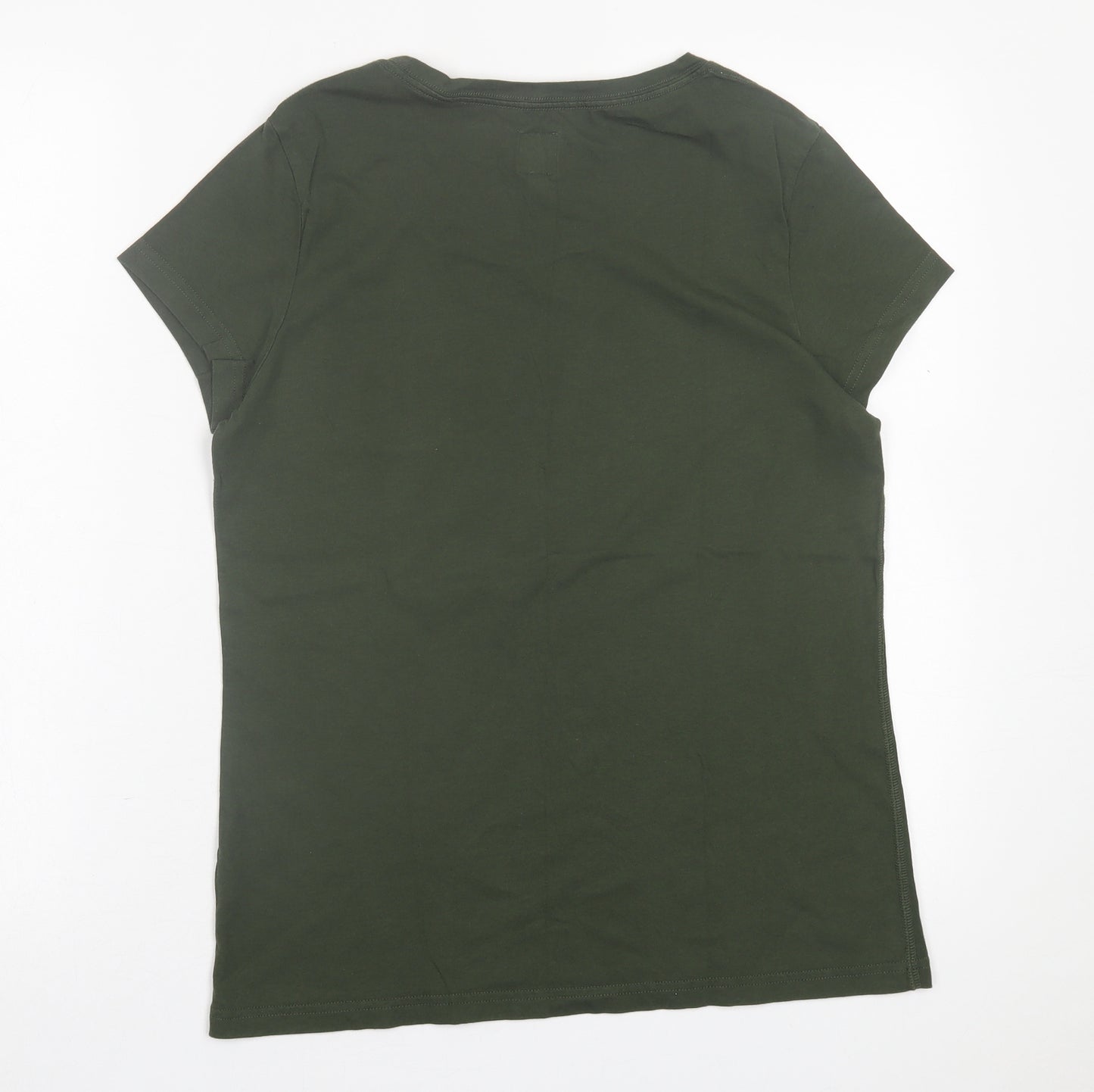 Jack Wills Womens Green  Cotton Basic T-Shirt Size 10 Crew Neck