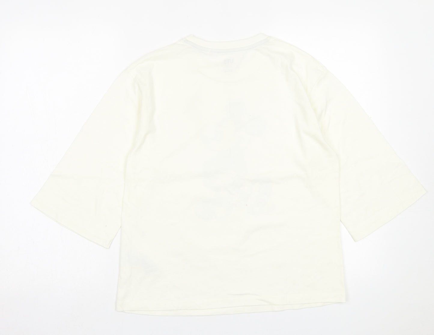 Uniqlo Womens Ivory  Cotton Basic T-Shirt Size S Crew Neck - Mickey Mouse