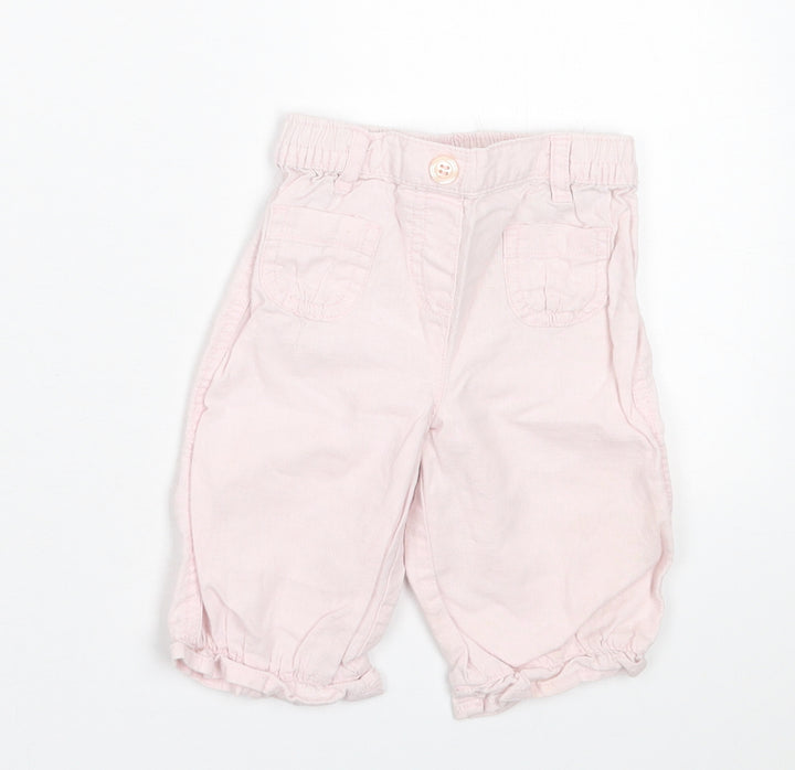 NEXT Girls Pink Linen Capri Trousers Size 3-6 Months Pullover