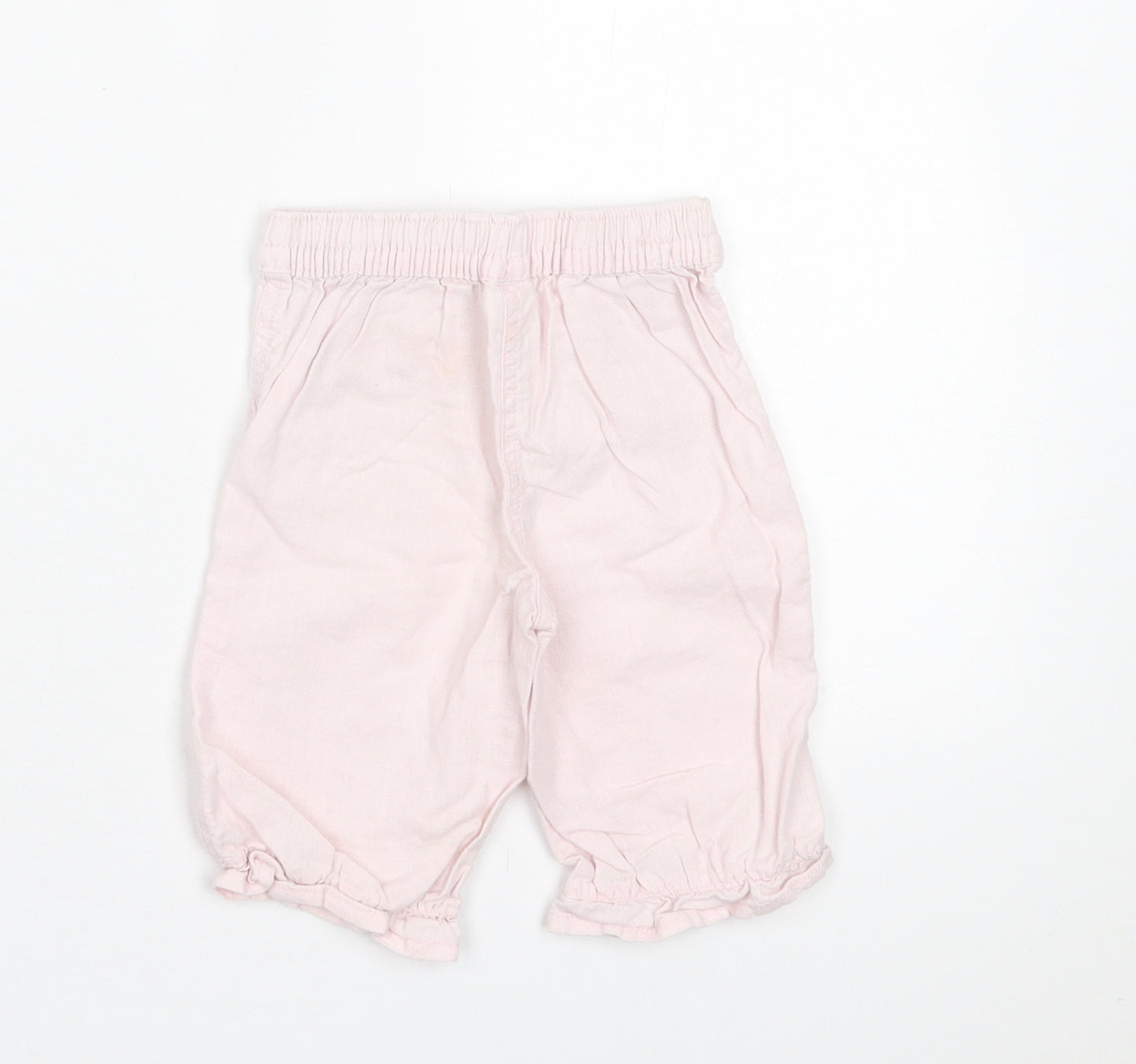 NEXT Girls Pink  Linen Capri Trousers Size 3-6 Months  Pullover
