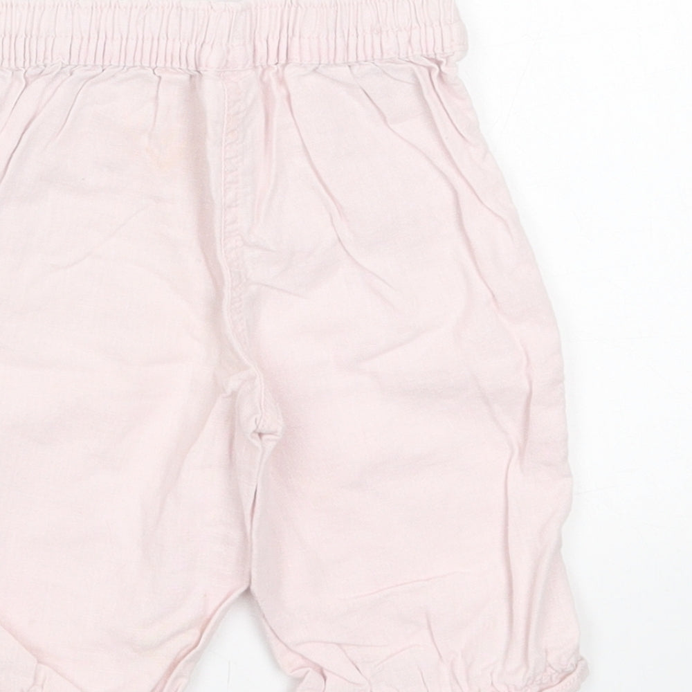 NEXT Girls Pink  Linen Capri Trousers Size 3-6 Months  Pullover