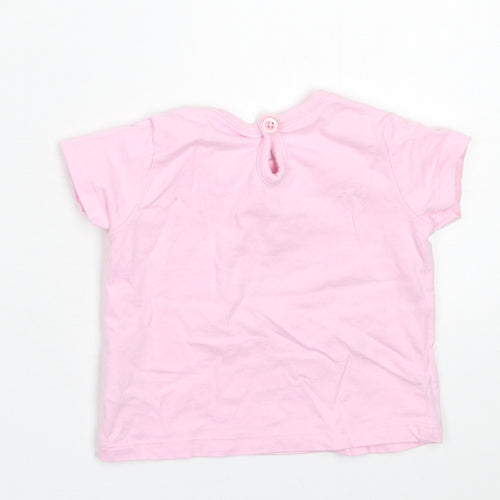 Cherokee Girls Pink  Cotton Basic T-Shirt Size 3-6 Months Crew Neck Button