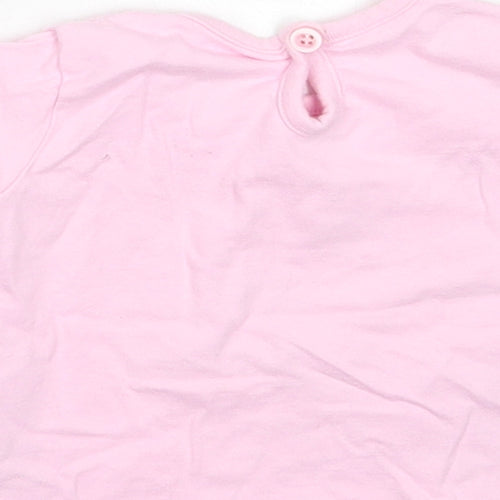 Cherokee Girls Pink  Cotton Basic T-Shirt Size 3-6 Months Crew Neck Button