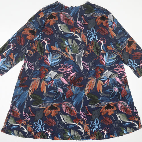 TU Womens Orange Floral Viscose Basic T-Shirt Size 24 Crew Neck