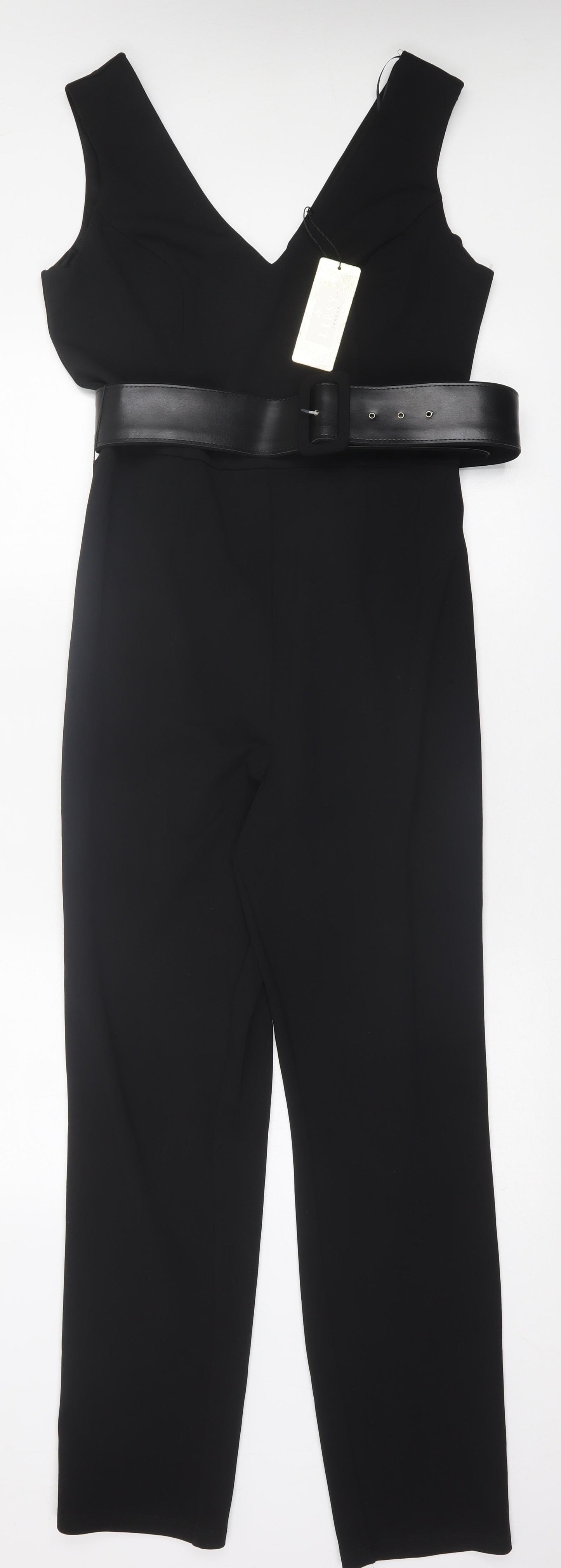 Lipsy Womens Black  Polyester Jumpsuit One-Piece Size 14  Zip