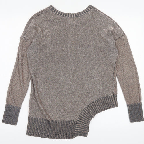 River Island Womens Gold Crew Neck  Viscose Pullover Jumper Size 10