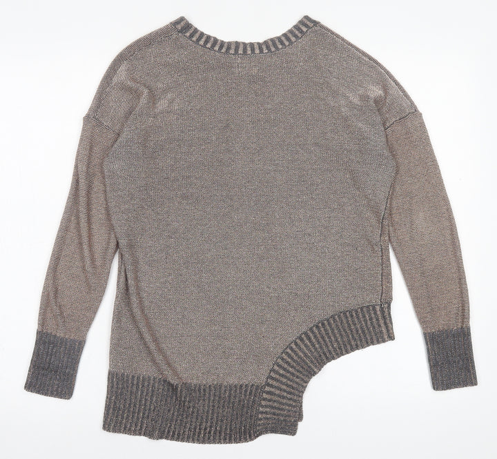 River Island Womens Gold Crew Neck  Viscose Pullover Jumper Size 10