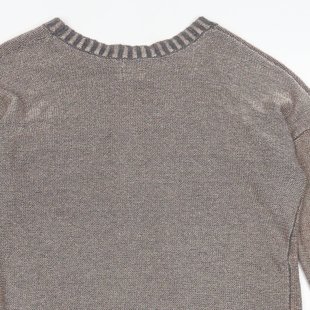 River Island Womens Gold Crew Neck  Viscose Pullover Jumper Size 10