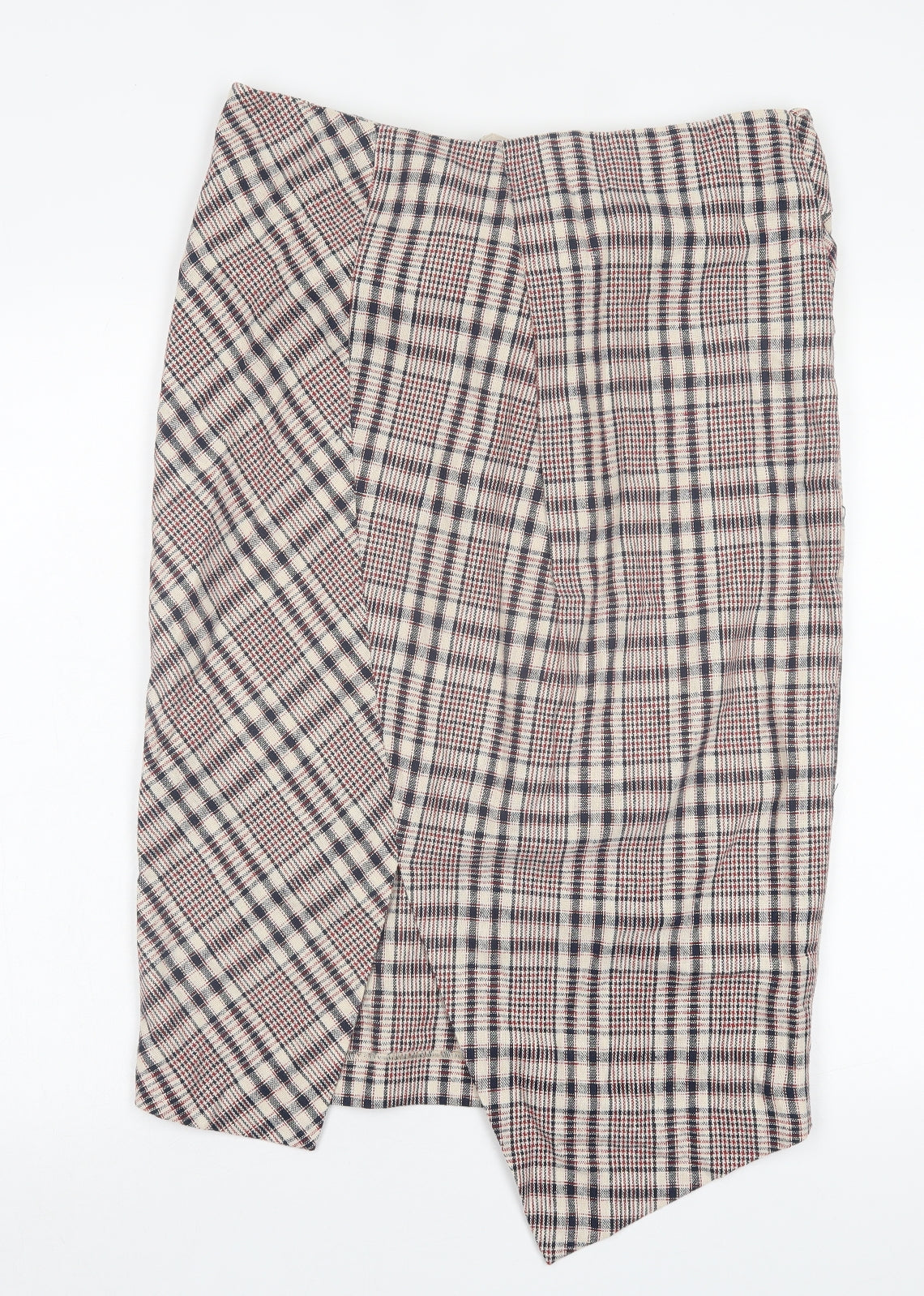 NEXT Womens Beige Plaid Linen Straight & Pencil Skirt Size 14   Zip