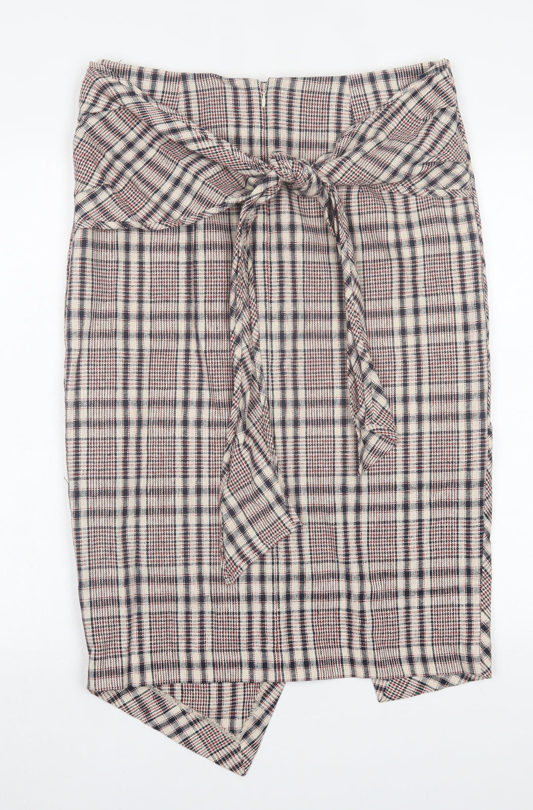 NEXT Womens Beige Plaid Linen Straight & Pencil Skirt Size 14   Zip